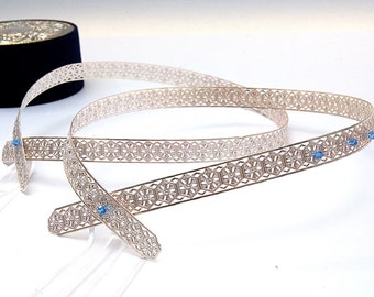 STEFANA Wedding Crowns - Orthodox Stefana - Bridal Crowns BYZANTIUM silver - One Pair