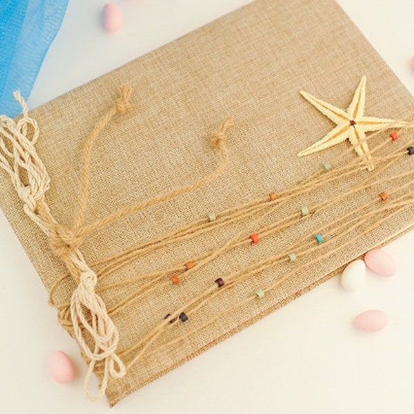 Wedding Guest Book -  Burlap and Sea Theme with Sea Star