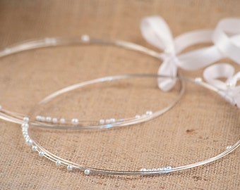 STEFANA Wedding Crowns- Orthodox Weddings - Bridal Crowns SILVER GHEA - One Pair