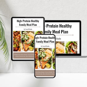 High-Protein Healthy Family Meal Plan | Printable Recipe Book, Low Carb Dinners, Meal Prep Ideas, Weekly Grocery List, healthy recipes