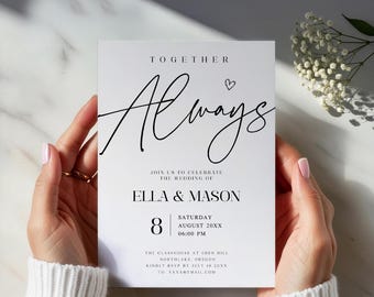 Minimalist Wedding Invitation Template | White Modern Canva Invite | Elegant Printable Wedding Card 5x7