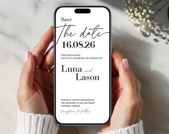 Digitale Save the Date Hochzeitsvorlage | Moderne Minimal Canva Digitale Einladung