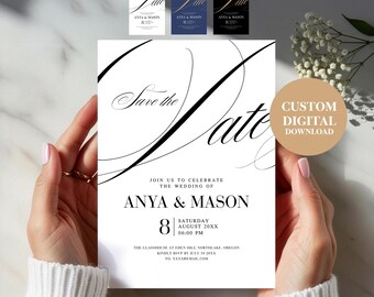 Custom Modern Save the Date Wedding Template, Minimalist Wedding Invitation (Digital Download)
