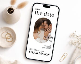 Digitale Save the Date Hochzeitsvorlage | Moderne Minimal Canva Digitale Einladung