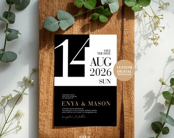 Custom Modern Save the Date Wedding Template, Minimalist Wedding Invitation (Digital Download)