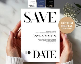 Custom Modern Save the Date Wedding Template, Minimalist Wedding Invitation (Digital Download)