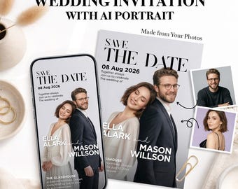 Personalized Wedding Invitation with AI Portrait | Custom Save the Date