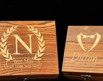 Personalized Whiskey Glass Set with Wooden Box, Groomsmen Gift, Groomsman Proposal, Boyfriend Gift, Gifts for Men, Housewarming Gift