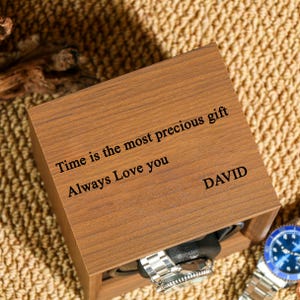 Gepersonaliseerde watchwinder, horloge opbergdoos cadeau voor horlogeliefhebber, vaderdagcadeau voor hem, cadeau voor papa, gepersonaliseerd cadeau voor hem