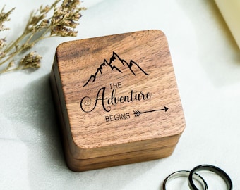Benutzerdefinierte Holzring Box für die Trauung, Trauzeuge Box, Verlobungsring Box, Doppel Ringbox aus Holz, quadratische Ringbox für die Hochzeit