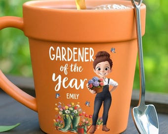 Taza de cerámica con diseño de maceta personalizada de Garden Magic Maker, taza con diseño de maceta de flores, regalo personalizado para jardineros, taza de café divertida