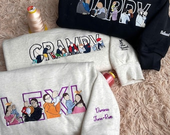 Dad Picture with Photo Embroidered Crewneck - Embroidered Dad Sweatshirt - Custom Portrait Hoodie For Dad - Gift for New Dad - Dad Shirt