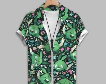 Trubbish Hawaiiaans shirt, schattig Trash Monster Hawaiiaans shirt, cadeau voor animefans, grappig anime tropisch shirt, zomervakantiecadeau