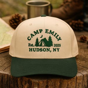 Custom Camp Bachelorette Hat, Embroidered Trucker Cap, Bride Camping Trip Gift, Hiking Bachelorette Party Hat, Outdoor Bride Hat, Rustic Cap