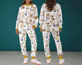 Bakery Silky Satin Pajama Set For Women And Kids, Cozy Bread Lover Outfit, Baking Tracksuit, Pastry Chef Loungewear, Foodie Gift Set