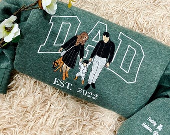 Custom Embroidered Portrait Sweatshirt: Personalized Dad Gift