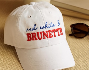 Embroidered Patriotic Hat: Red White & Blonde, 4th of July