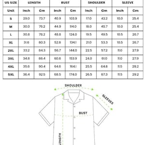 May include: A chart for a short-sleeve Hawaiian shirt, detailing measurements in inches and centimeters for various sizes. The chart includes length, bust, shoulder, and sleeve dimensions. A shirt diagram illustrates measurement points. Text at the bottom states manual measurements may vary.
