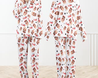Retro-Coke Pyjamas Pyjama Set für die Familie, Vintage Soda Can PJs, süßes Cola Nachtwäsche Set, weicher Urlaub Pyjama Set, Fun Drink Lover Loungewear