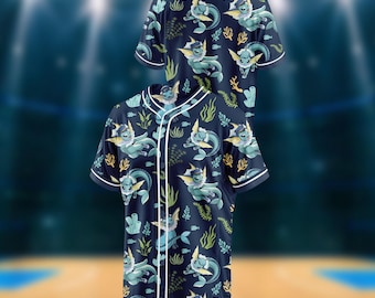 Camiseta de béisbol inspirada en Vaporeon, camiseta deportiva de anime de zorro acuático, camiseta estilo Eeveelution, camiseta de equipo con número y nombre personalizados, ropa para aficionados a los videojuegos.