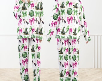 Coquette Wicked Satijnen pyjamaset voor dames, Wicked Coquette-pyjama met strik, geruild voor een goede set, bezemsteelbroek, roze coquetteset