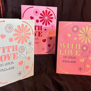 Cartão de aniversário feito à mão - Design de flores