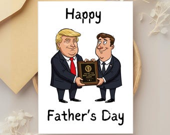 Tarjeta divertida para el Día del Padre con el premio al mejor papá, tarjeta para el mejor papá del mundo, tarjeta de Donald Trump, tarjeta de felicitación para él, descarga digital instantánea