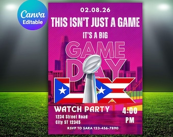 Invitación digital editable para la fiesta del Super Fútbol Americano