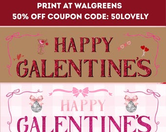 Plantilla de pancartas para la fiesta de Galentine (¡2 por el precio de 1!) - Descarga instantánea - Imprimir en Walgreens Descarga instantánea