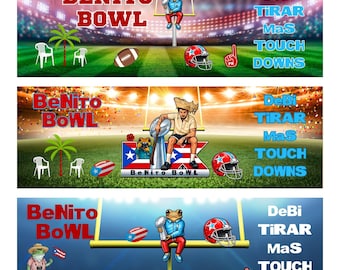 Plantilla de pancarta para fiesta de Benito Bowl, decoración editable en Canva para ver fútbol, fondo para partido con temática latina (3 por el precio de 1)