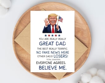 Tarjeta divertida del Día del Padre de Trump, Tarjeta del Mejor Papá del Mundo, Tarjeta de Donald Trump, Tarjeta de felicitación para él, Descarga digital instantánea