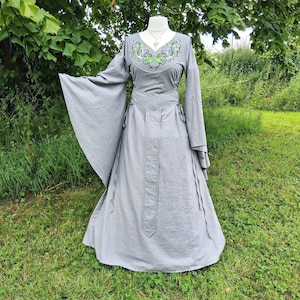 Elven Dress, Medieval Gown, Made To Order, Grey Elf LARP Dress, Handfasting