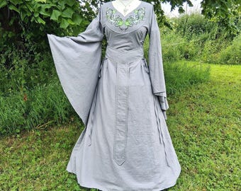 Elven Dress, Medieval Gown, Made To Order, Grey Elf LARP Dress, Handfasting