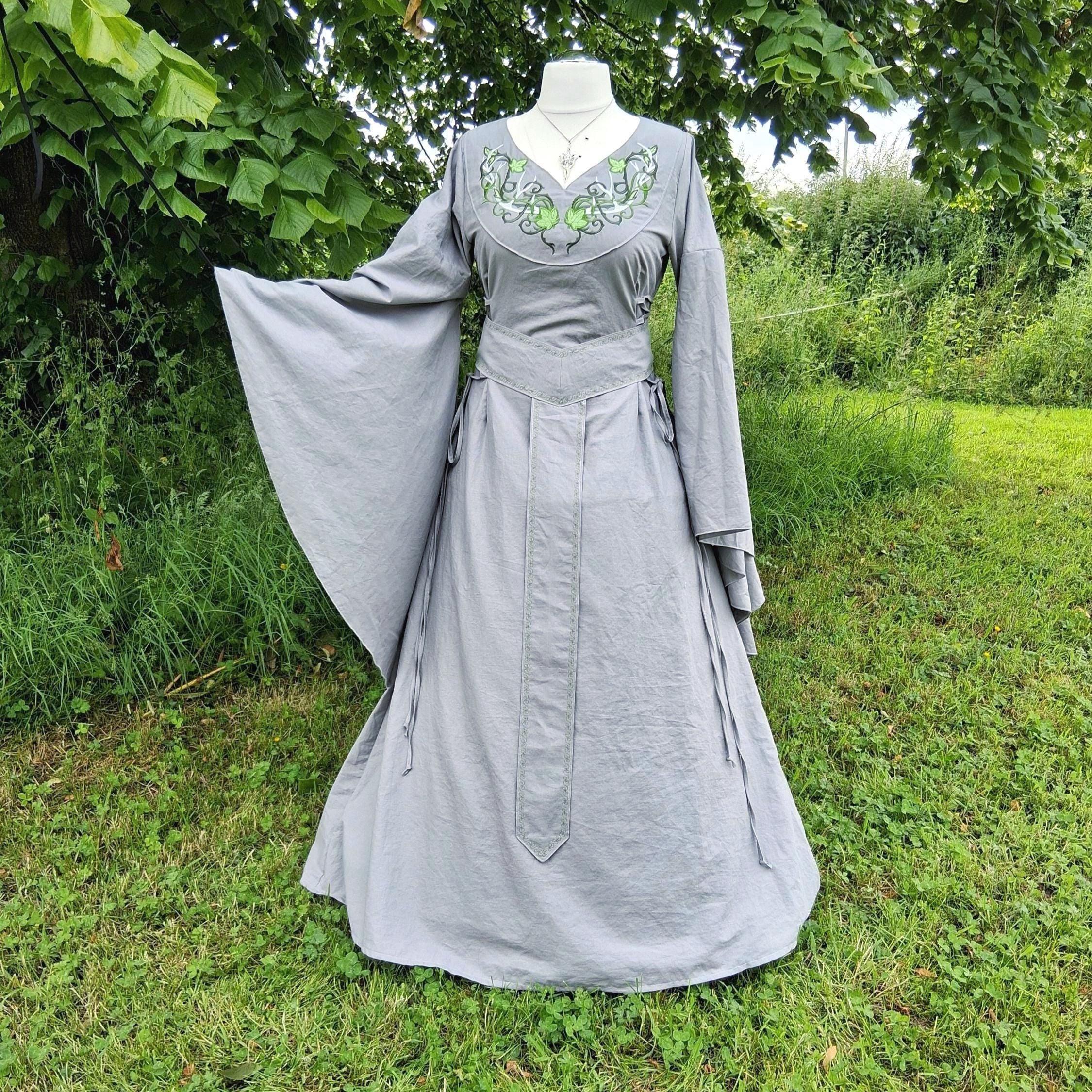 grey medieval dress Elven Dress, Gown, Made To Order, Elf LARP Dress, Handfasting types of medieval dresses