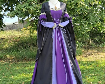 Black Medieval Fantasy Dress, Made To Order, Renaissance Gown, LARP Dress, Handfasting