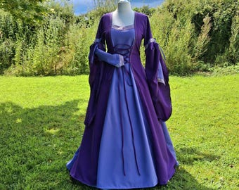 Medieval Dress, Made To Order, Renaissance Gown, Purple LARP Dress, Handfasting