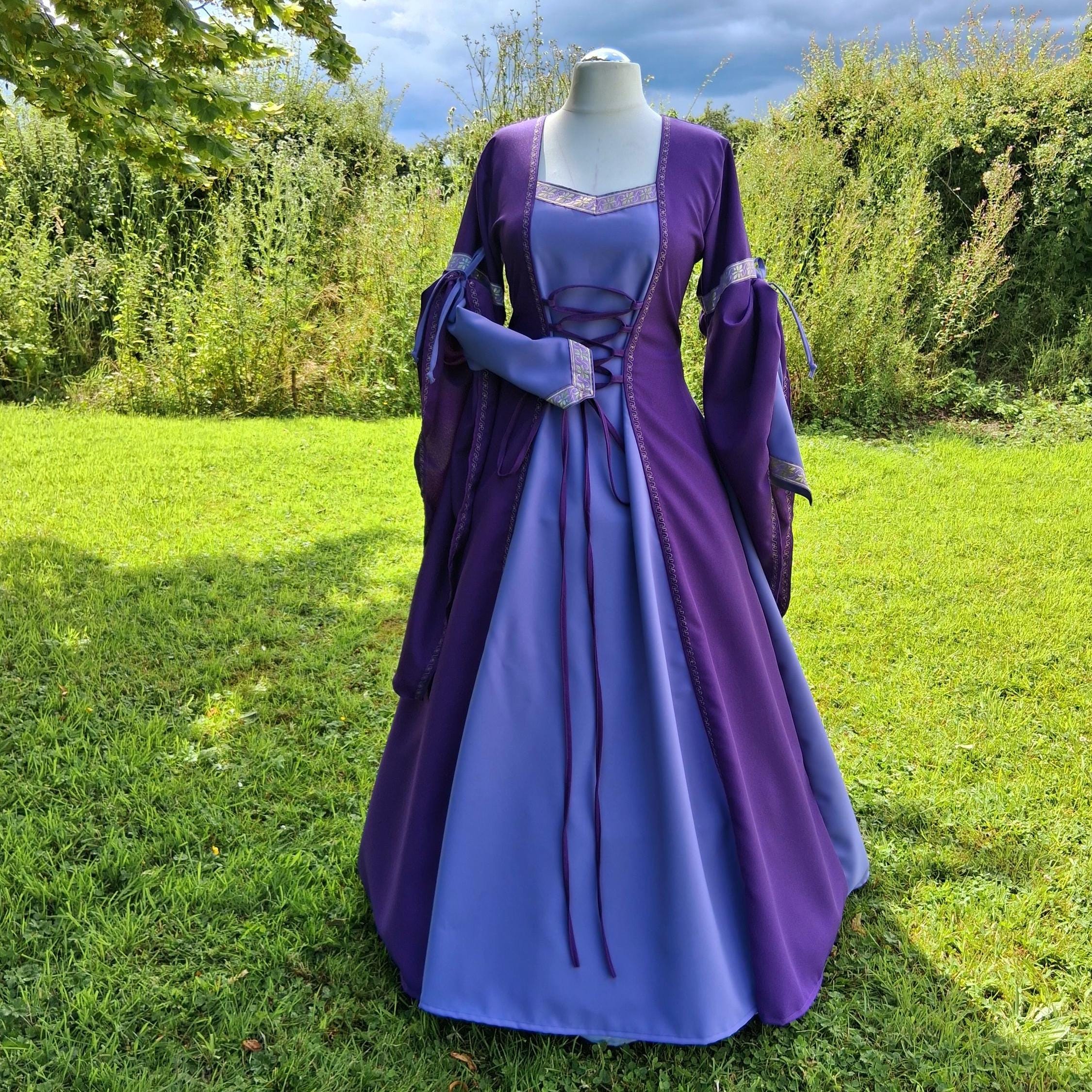medieval long sleeve dress Women Slim Round Neck Long Sleeved Dress Medieval Europe Victorian Dress Green