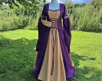 Medieval Fantasy Dress, Made To Order, Renaissance Gown, Purple LARP Dress, Handfasting