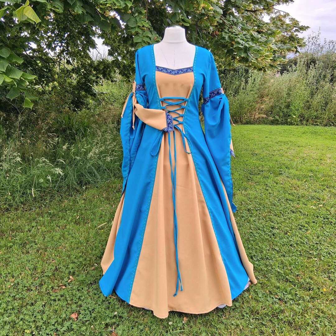 Aqua Blue Medieval Dress, Made to Order, Renaissance Gown, LARP Dress ...