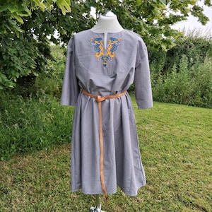Gray Viking Tunic, Cotton Medieval Tunic, Made To Order, Norse, LARP Tunic