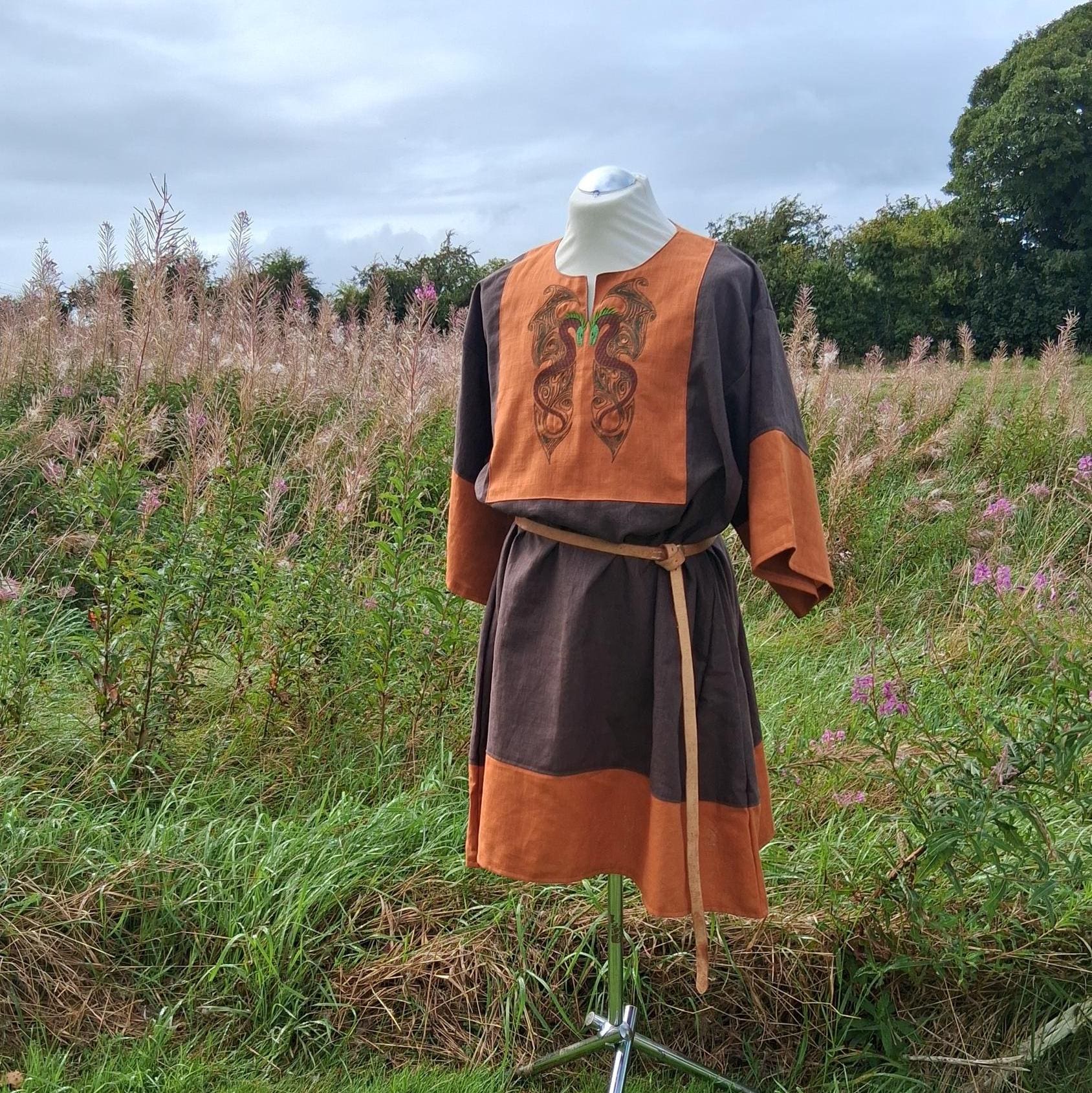 Embroidered Linen Viking Tunic: Medieval Norse LARP Costume - Etsy