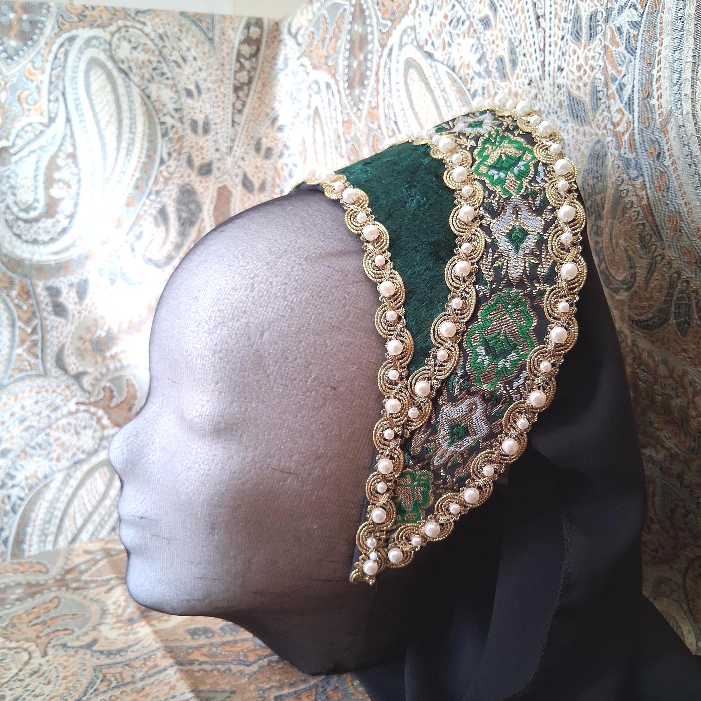 9219 Anne Boleyn Hat Headwear Tudor Elizabethan Headwear French Royal Renaissance Tudor Crown Headband Victorian Queen Elizabeth  main image 2