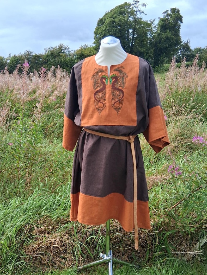Embroidered Linen Viking Tunic: Medieval Norse LARP Costume - Etsy