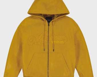Avirex Gelber Nappaleder Fliegerjacke Hoodie - American Style