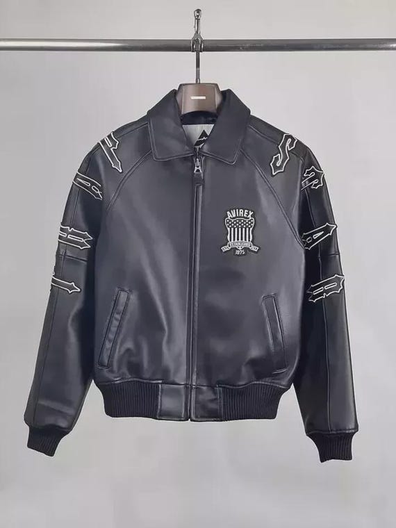 Trapstar X Avirex Leather Bomber Jacket: Black Sheepskin Flight