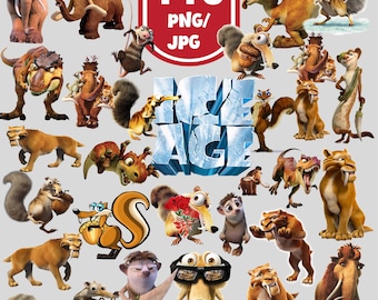 110 Ice Age PNG Bundle, Sid The Sloth Clipart, Manny PNG, Ice Age 2, Diego, Ellie PNG, Crash and Eddie, Peaches, Granny High Quality Images