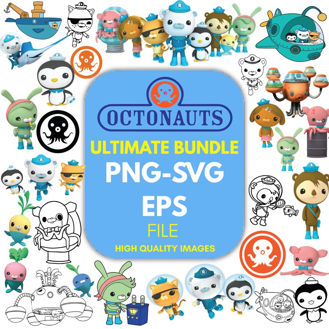 Octonauts Birthday PNG Bundle: Characters, Font, and Elements (instant ...