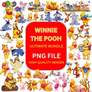 Pacchetto SVG a strati di Baby Pooh, download immediato, pacchetto per Cricut, file di taglio PNG con silhouette vettoriale, clipart retrò classica di Winnie-the-Pooh