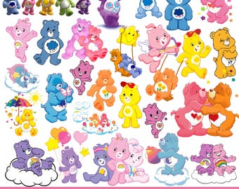 Care Bears PNG Bundle: Belly Badges, Clipart Digital Files