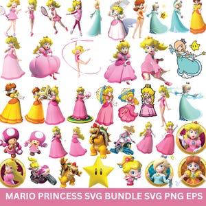 Imágenes prediseñadas de la princesa Mario (PNG/SVG), imágenes prediseñadas de la princesa Peach (PNG/SVG), imágenes prediseñadas de la princesa Peach (PNG/SVG), imágenes prediseñadas de la princesa Peach (PNG/SVG), Rosalinda Daisy, paquete de Super Mario